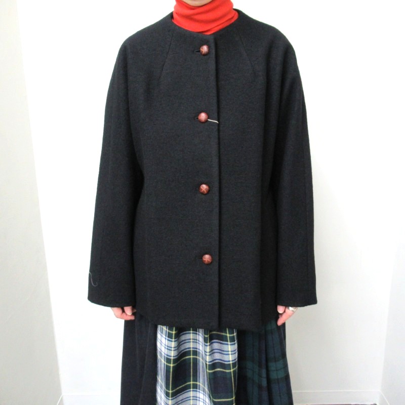 Vent d'oest  ノーカラーウール圧縮ハーフコート /BK19 【日本製】